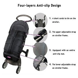 German Designed Universal Stroller Bunting Bag, 5 Way Zippers Style for Baby Easy In & Out of Water Repellent Blanket, Height/Temperature Adjustable Anti-Kick Winter Sleeping Bag