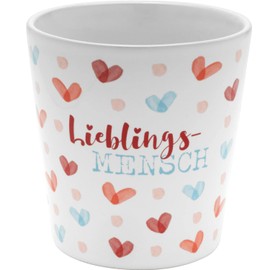 GRUSS & CO 48243 Flower Pot with Human Motif, Stoneware, 10 cm, Multicoloured, Gift for Her, Valentine's Day, Birthday