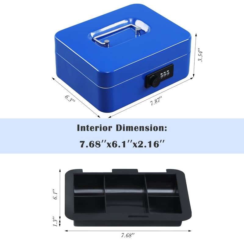 xydled Steel Cash Box Safe with Combination Lock,Money Safe Box