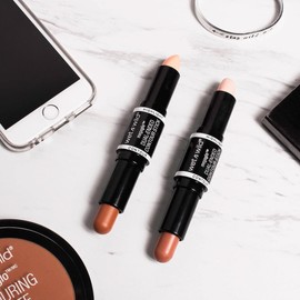 MegaGlo Dual barra de contorno e Iluminador para cara,base multiusos, corrector ojeras, bronzer, contour suave y natural, Bronzer con aplicador en barra, fácil de usar y difuminar, acabado mate, vegano, libre de parabenos