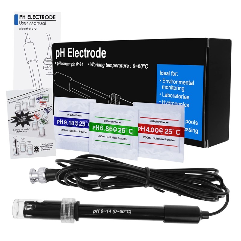 High Correctness pH Electrode with Calibration Powder, 0-14 pH Probe