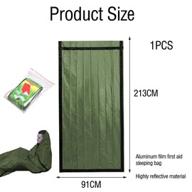 Bivvy Bag, Escape Backpack, Emergency Sleeping Bag, Emergency Bivvy Bag, Survival Sleeping Bag, Waterproof Lightweight Sleeping Bag, Heat Resistant and Cold Protection, 213 x 91 cm, Green