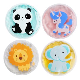 Sweelov 4 Cold Compress for Kids Gel Reusable Ice Packs Instant First Aid Gel Packs for Fever & Pain Relief Muscle Pains, Φ10cm, with Cloth Cover