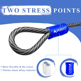 VIVBOO 1/2Inch Heavy-Duty Security Cable Lock with Loops 4FT/6FT/8FT/10FT Bike Lock Cable Steel Cable Chain Locks for Outside