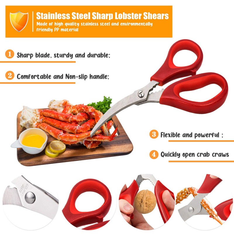 Kitchen Seafood Scissor for Crab Legs, 4 Pack Crab Leg