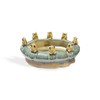9.5" Oval Shape Reactive Glaze Pot with Big Eyed Frogs