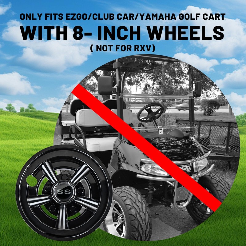 Golf Cart SS Wheel Covers Hub Caps for EZGO, Club