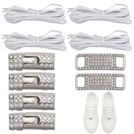 HOBBIESAY No Tie Shoe Laces Shoelaces Charms for Sneakers Elastic Tieless Shoelaces Shoe Lace Buckle Charms Bling Shoe Decoration for Women Casual Shoes Accessories