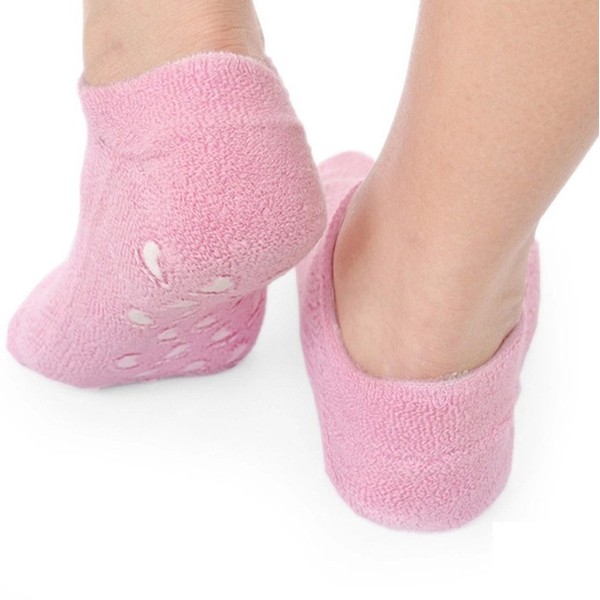 AnHua 2 Pair Moisturizing Gel Socks with Spa Quality Gel for Moisturizing Vitamin E and Oil Infused Helping Repair Dry Cracked Skins and Softens Feet, Blue+Pink