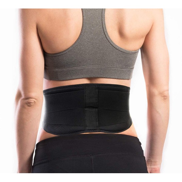 AllyFlex Sports® Lightweight Back Brace Under Clothes Breathable Honeycomb Mesh & Dual Lumbar Pads for Lower Back Pain Relief, Adjustable Straps for Optimal Lower Back Support - XL/XXL