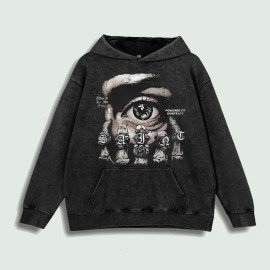 Eye & Rings Graphic Hoodie 100% Cotton US Warehouse 6 ColorsColor: Red, Size: M