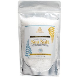 TURNER Flaky Sea Salt, 8.8 ounces of Premium Gourmet Sea Salt Flakes from New Zealand, 80 Minerals & Trace Elements, 100% All-Natural, Solar & Wind Harvested Salt, No Microplastics, 1 Pouch