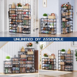 Mavivegue 10 Tiers Shoe Rack Tall Shoe Organizer Shoe Storage 55-65 Pairs Vertical Shoe Shelf Large Shoe Rack Organizer Stackable Shoe Racks for Entryway, Closet, Garage, Bedroom,Cloakroom -Black