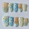 Almond Press on Nails Medium 3D Floral Fake Nails French