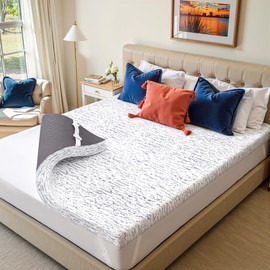 Subrtex Memory Foam Mattress Topper Queen 3 Inch Mattress Topper Cooling Foam for Hot Sleepers, Pressure Relieving Mattress Pads Breathable Bed Toppers with Removable Washable Cover