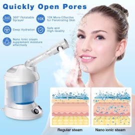DENFANY Hair Steamer, 2 in 1 Hair and Face Steamer for Natural Hair with UV O...
