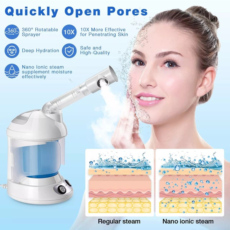 DENFANY Hair Steamer, 2 in 1 Hair and Face Steamer