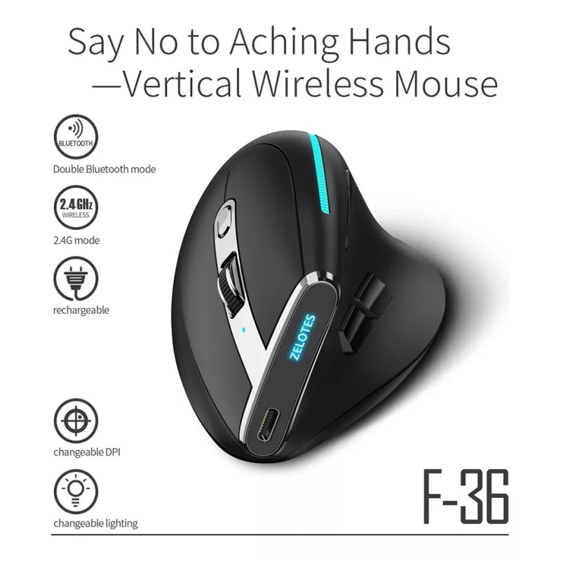 Zelotes Mouse Zelotes F36a 8 Botones Receptor Y Bluetooth