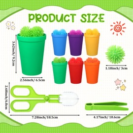 Shappy 84 Pcs Fine Motor Toys Counting Sorting Sensory Bin Filler Toy Set, Include 72 Hedge Ball 4 Tweezer 2 Scissor Clip 6 Sorting Cup for Preschool Boys Girls Early Education Training Development