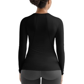 Thermal Shirts for Women Crew Neck Lightweight(Black,S)