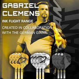 Target Darts Gabriel Clemens Ink Design No.6 Dart Flights & Interim Report (41 mm) Shafts Stems - Pack of 3