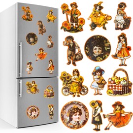 Xuhal 24 Pieces Thanksgiving Fridge Magnets Cute Refrigerator Seasonal Daisy Sunflower Magnet Decals Removable Colorful Stickers for Fridge Car