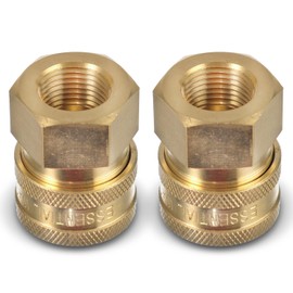 ESSENTIAL WASHER Brass 3/8" Female Quick Connect Fittings To Female NPT | Pressure Washer Couplers | 4200 PSI | 2 Pack