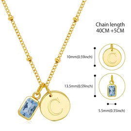 Free bird 14k Gold Initial Necklace December Birthstone Gifts for Women C Necklace Cute Jewelry for Women Birthday Gift