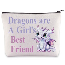 BWWKTOP Divertida bolsa de maquillaje de dragón para amantes de los dragones son el mejor amigo, bolsa de maquillaje con cierre de dragón, Dragons Best Friend, Bolsa
