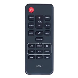 NC302UH Replaced Remote fit for Sanyo Sound Bar FWSB426F FWSB426FA, Sub Remote Control NC306 NC306UH NC307 NC307UH FWSB415EA