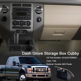 FEIMAOTUI 5C3Z-2513546-DC Dash Glove Storage Box Cubby Fit for Ford F-250 F-350 F-450 F-550 Super Duty 2005 2006 2007 Storage Compartment TAN