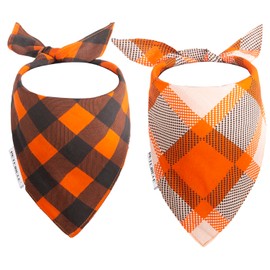Dog Bandanas Fall 2 Pack,for Dog Birthday Party Double Layer Fabric pet Scarf Durable for Dog cat Birthday (Small, Orange)