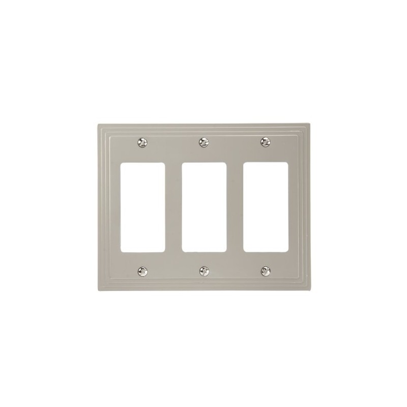 Amerelle Steps Triple Rocker Cast Metal Wallplate in Satin Nickel