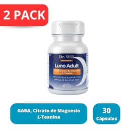 Luno Adulto Suplemento Alimenticio con GABA, Citrato de Magnesio y L-Teanina | Apoyo para Relajación y Descanso | 30 Cápsulas por Frasco | Presentació