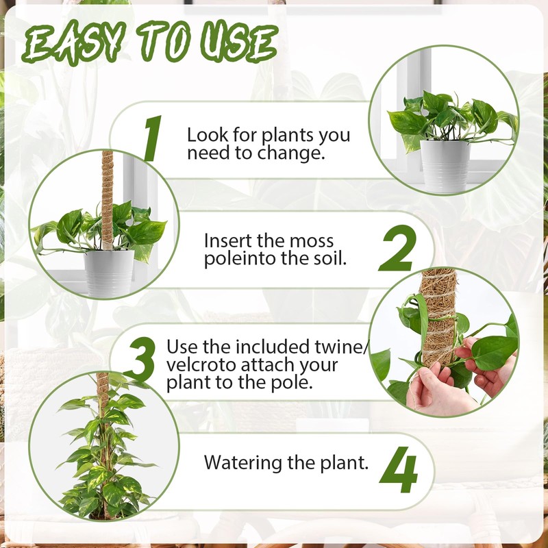 30 Inch Moss Pole, 2 Pack Bendable Moss Pole for