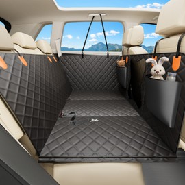 Bark Lover Waterproof Dog Car Seat Cover for Back Seat – Heavy Duty Back Seat Extender for Dogs with Hard Bottom, 7-Layer Protection, Non-Slip & Scratchproof, Easy to Install (Black)