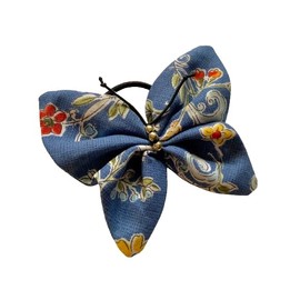 Butterfly pony tail holder, fabric butterfly for hair, girls hair accessories, hair ties for women, blue hair bow, floral hair accessories, Cotton cloth butterfly to wear in hair