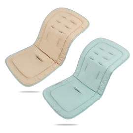 LAT Universal Pram Seat Cover, Cotton, Double-Sided Seat Insert for Prams, 78 x 34 cm, Universal Pram Insert for Baby Seat, Buggy (Khak+Green)