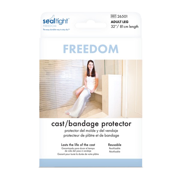 Brownmed - Seal-Tight Freedom Cast & Bandage Protector - Shower Cast Cover for Legs - Waterproof Shower Protector - Leg Cast Bag for Shower & Swimming - Adult Leg