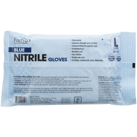 ForPro Disposable Nitrile Gloves, Chemical Resistant, Powder-Free, Latex-Free, Non-Sterile, Food Safe, 4 Mil, Blue, Large, 30-Count