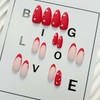 Medium Almond Press on Nails Valentine's Day Fake Nails Heart