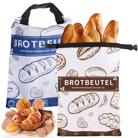 Jortmrd 2 Stück Wiederverwendbare Brotbeutel Aufbewahrung Frischhalten Brottüte Maschinenwaschbar und Gefriersicher Brotsack mit Reißverschluss für Selbstgemachtes Brot (42x32cm)
