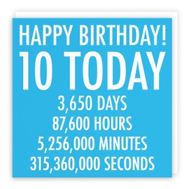 Hunts England - Large Funny 10th Birthday Card - Blue - Happy Birthday - 10 Today - Numbers Collection - For Brother, Son, Friend, Cousin, etc. - Large - 210 x 210 mm - Age 10