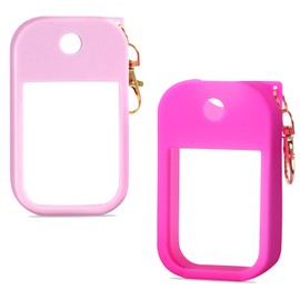 YAKOTAKI 2Pcs Velvety-Soft Silicone Case Compatible with Touchland Hand Sanitizer Spray 1FL. OZ, Protable and Protective Case with metal Keychain, Easily Coordinate with Bags and Belt