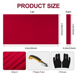 STRONGBERRY Pre-Cut Pool Table Felt Replacement Kit - 8ft Billiard Cloth w/Gloves, Strips & Tools, Felt for Pool Tables (RED)
