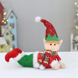 Hopearl Adorable Christmas Boy Elf Stuffed Doll Santa Helper Figurines for Holiday Handmade Plush Characters Fun Decorations Toys for Kids Party Favors, Red, 13''