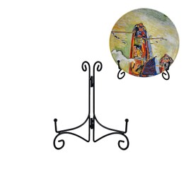 HOPEME 6 Inch Plate Stands For Display, Collapsible Metal Plate Easel, Black Iron Stand Photo Holder for Wedding Place Card, Decorative Plates, Picture Frame, Artwork and Album Card (6 Inch, 2 Pack)