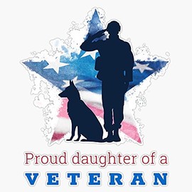 HOF Trading Daughter of A Veteran Vinyl Sticker Waterproof Decal Laptop Wall Window Bumper Sticker 5"