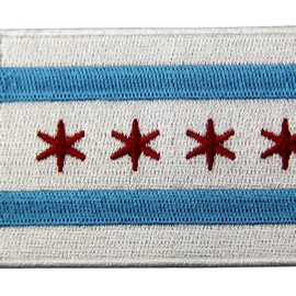 Chicago City Flag Embroidered Iron On Sew On Illinois Patch