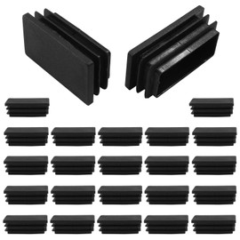 Waziaqoc 24 PCS 1 x 2 Inch Rectangular Tube Plug, 38 x 13 mm Plastic Chair Leg Caps, Black Furniture End Caps Insert for Chair, Desk, Tube